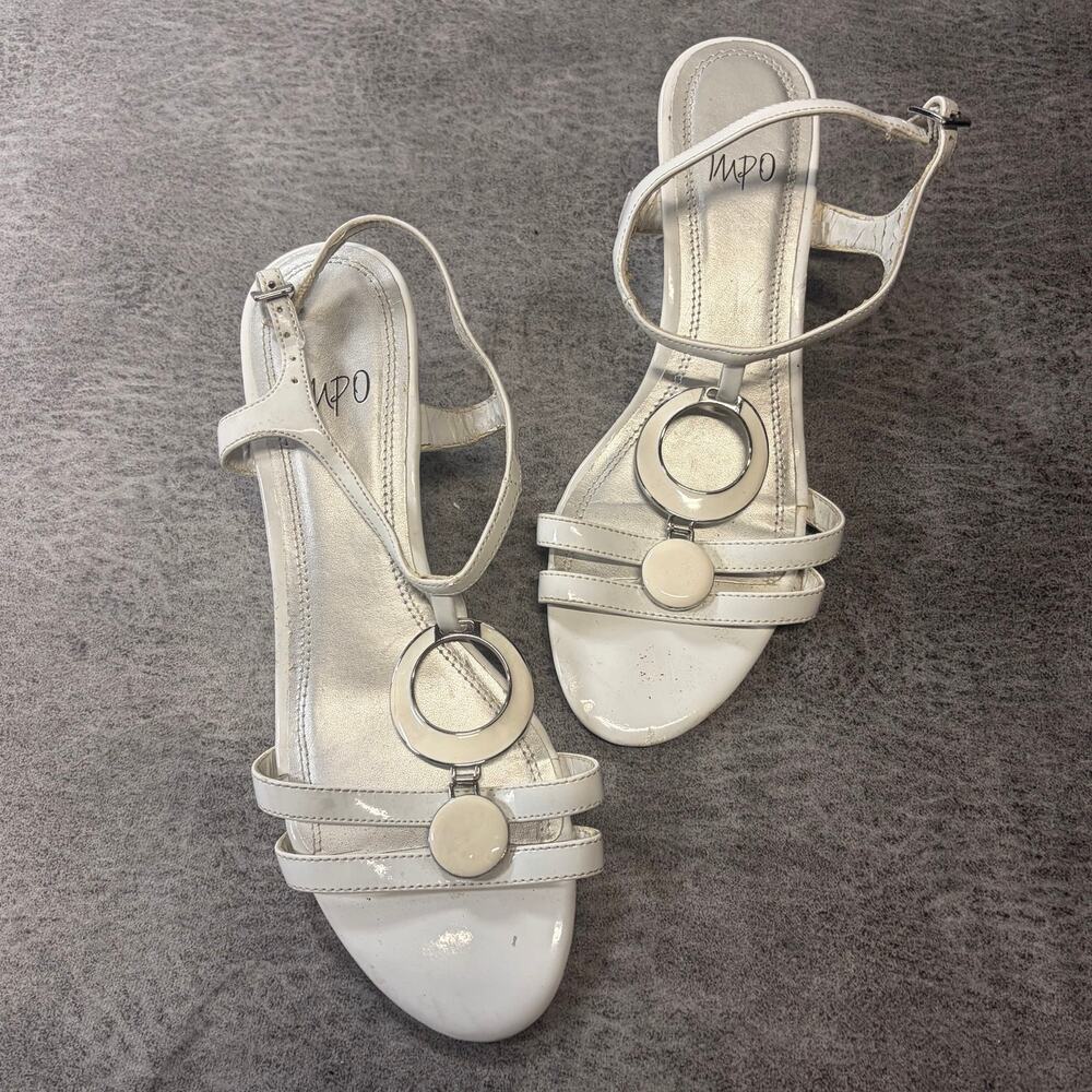 White Patent Strappy Ankle Platform Sandals